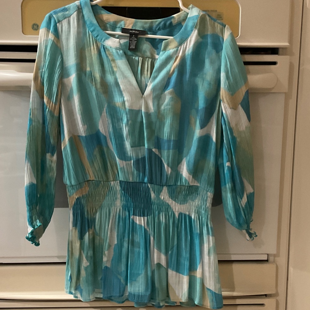 Alfani Blue and White Blouse